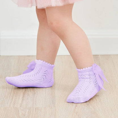Lawadka Summer Mesh Newborn Baby Girls Socks Fashion Bow Thin Children's Socks for Girls Infant Princess White Red Black 0-5Year