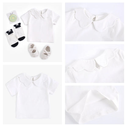 Sanlutoz Soft Cotton Baby Girls T-shirt Cute Infants Tops Clothing White Newborn Toddler Shirts Clothes Casual