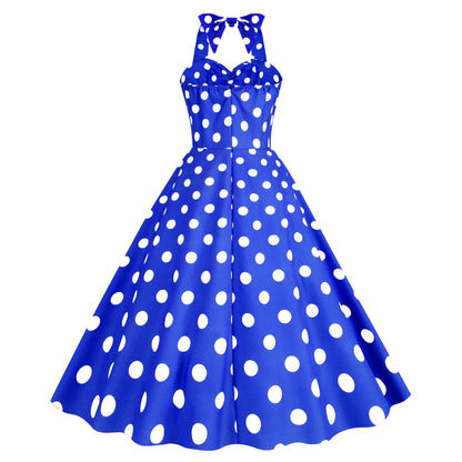 Pink Elegant Fashion Notched Ladies Office Dress 2024 Robe Pinup Polka Dot Print Vintage Sleeveless Summer Dresses for Women
