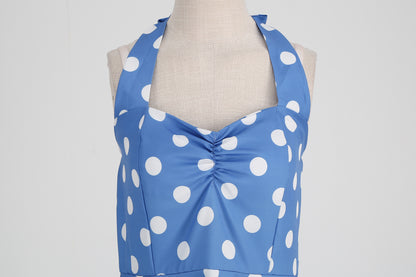 Pink Elegant Fashion Notched Ladies Office Dress 2024 Robe Pinup Polka Dot Print Vintage Sleeveless Summer Dresses for Women