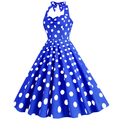 Pink Elegant Fashion Notched Ladies Office Dress 2024 Robe Pinup Polka Dot Print Vintage Sleeveless Summer Dresses for Women