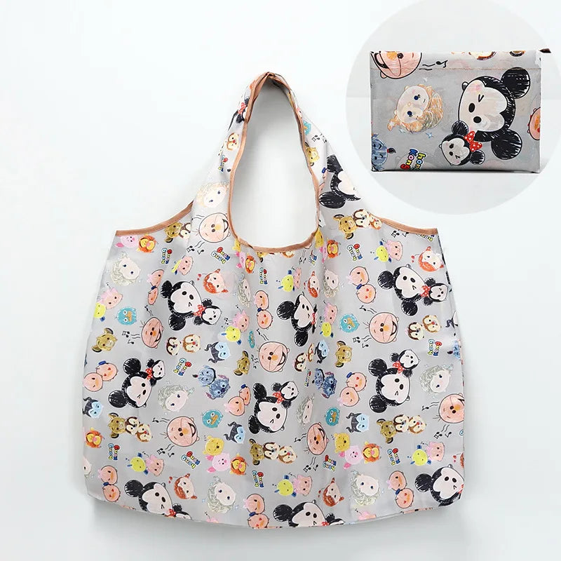 50*60cm Disney cartoon  bag Stitch shopping Mickey mouse bag storage High capacity green bag hand cartoon shoulder