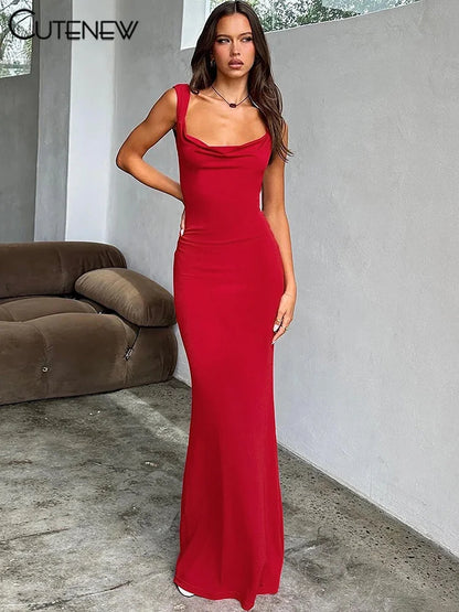 NIBBER Women's Elegant Solid Maxi Dress Sexy Halter Spaghetti Lady Long Dresses Bowknot Lace-up Girl Backless Female Party Robe