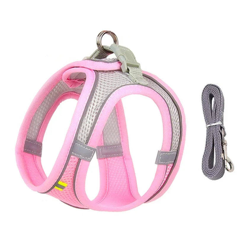 Summer Mesh Safety Vest and Leash Set for Small Dogs Dog Accessories Adjustable Puppy and Cats Harness Pet Supplies Collar Pets