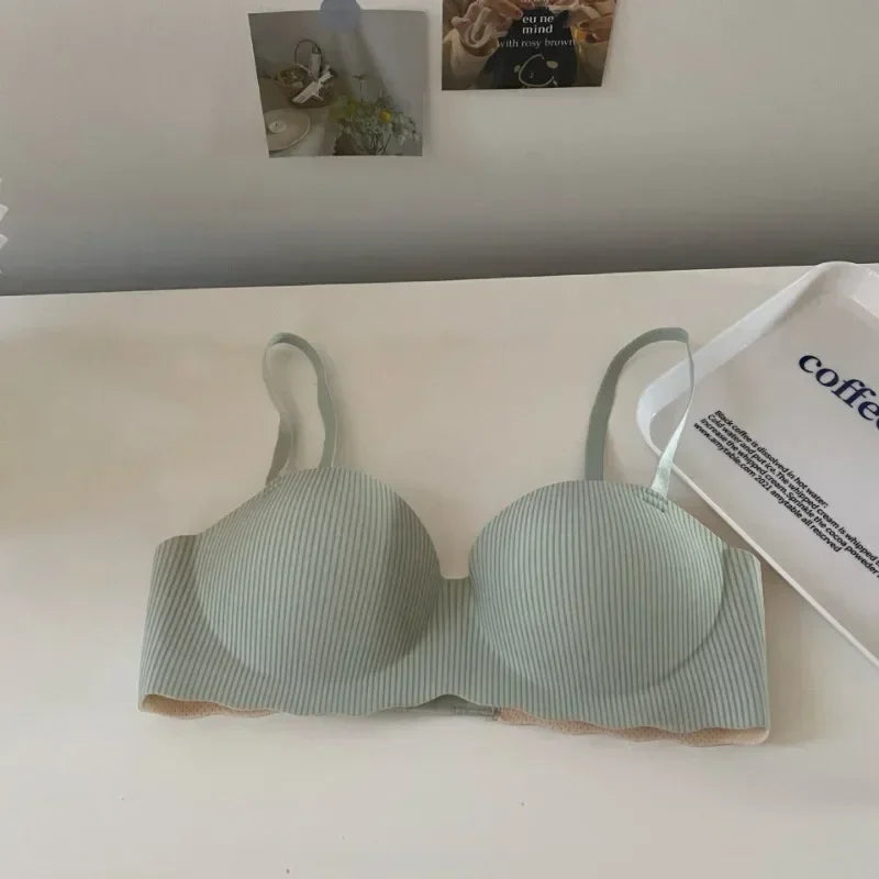 Fashion Seamless Half Cup Cloud Nude Underwear Women  Small Breast Gathering Support Anti-Sagging Soft Wireless Bra