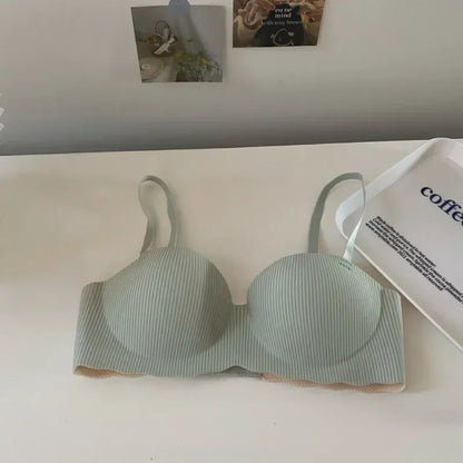 Fashion Seamless Half Cup Cloud Nude Underwear Women  Small Breast Gathering Support Anti-Sagging Soft Wireless Bra