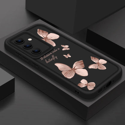 Gold Butterfly Soft TPU Case For Samsung Galaxy S25 S24 S23 S23 FE Phone Cover