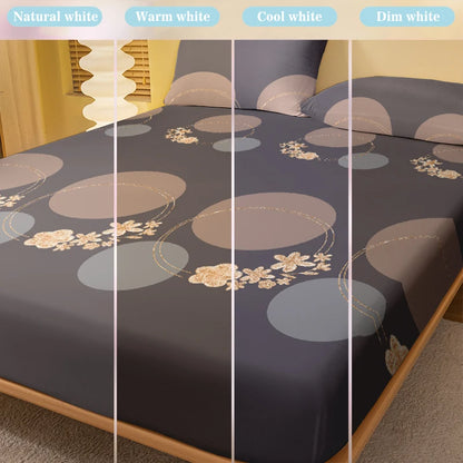 1 Simple modern Circular Geometry printed matte Fitted Sheet, bedroom printed bed cover,bedding(excluding pillowcases)