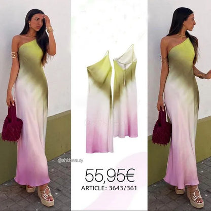 2023 Summer Women's Clothing New Tie-dye Asymmetric Dress Sleeveless Other Style Lightweight Casual Printed Dresses