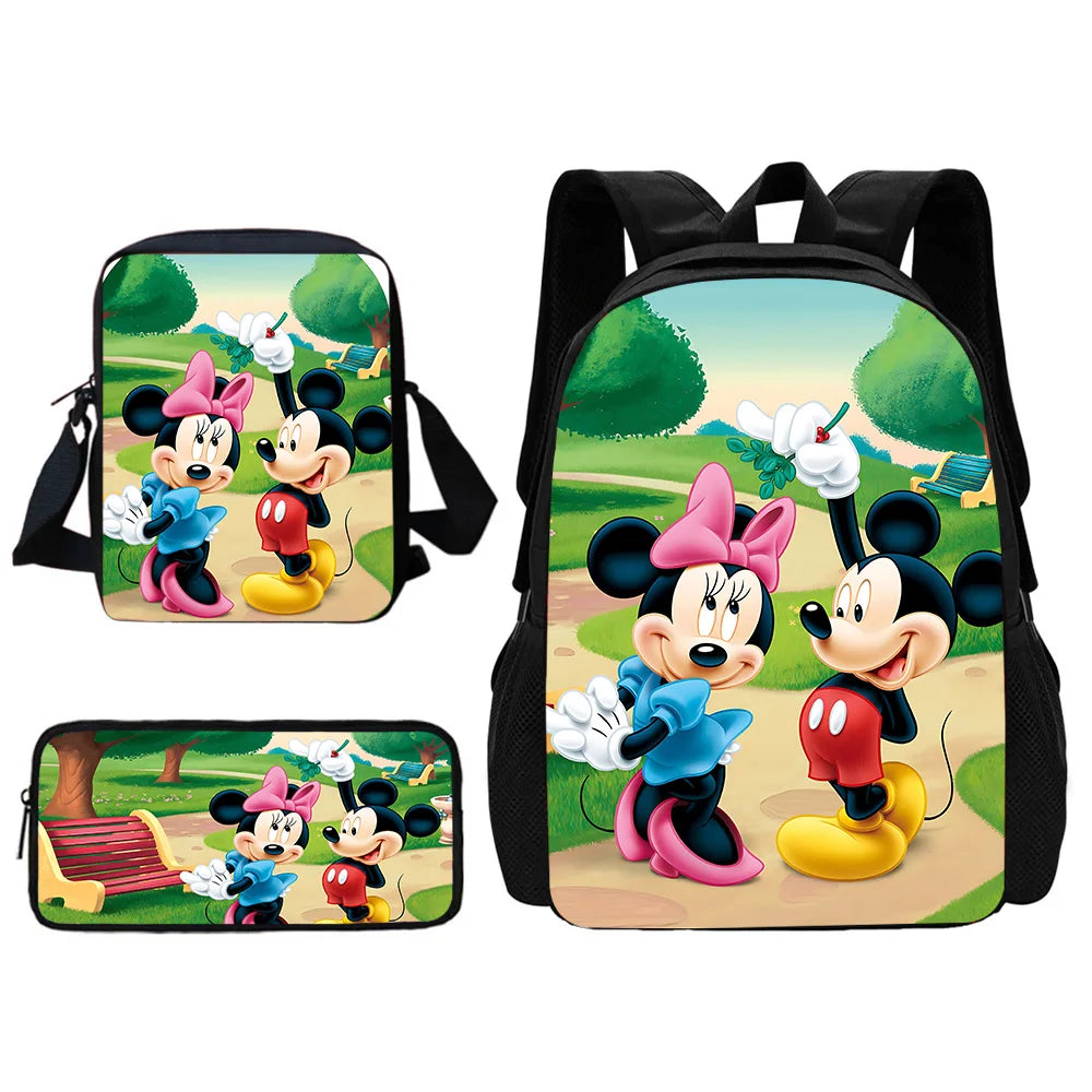 Disney Cute Mickey Minnie Child School Backpack With Shoulder Bag Pencil Bags School Bags for Boys Girls Best Gift