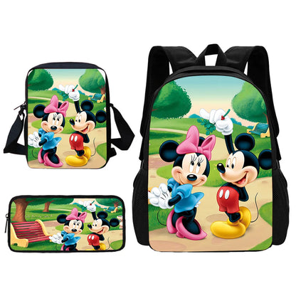 Disney Cute Mickey Minnie Child School Backpack With Shoulder Bag Pencil Bags School Bags for Boys Girls Best Gift