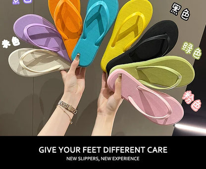 Beach Sandals Summer Flip Flops for Women Slippers Cute Candy Color Indoor Flat Shoes Men Beach Slippers Non-slip Soft Sole