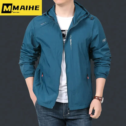 Giacca leggera ad asciugatura rapida da uomo, estiva, da campeggio e pesca, con protezione solare, ultraleggera, con cappuccio, casual, capispalla, cappotti in pelle