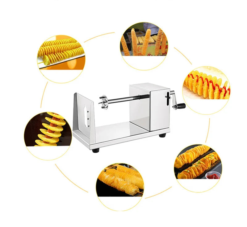 Potato cutter Tornado semi-automatic stretching spiral thick stainless steel, manual slicer French fry machine vegetable cutter