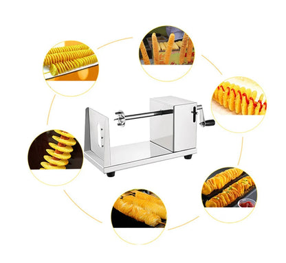 Potato cutter Tornado semi-automatic stretching spiral thick stainless steel, manual slicer French fry machine vegetable cutter