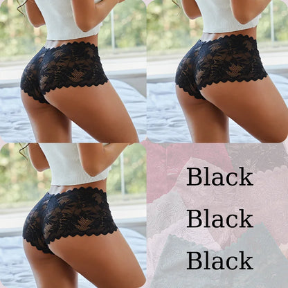 3PCS Sexy Floral Lace Panties Women Briefs Low Waist Soft Lingerie Comfortable Female Underwear Girls Intimates Panties S-XL