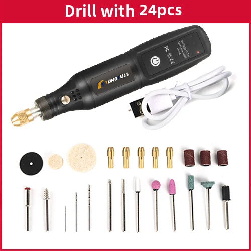Strumento per incisione USB, utensile Dremel, trapano a batteria, utensile rotante, mini trapano elettrico senza fili, lucidatrice ricaricabile