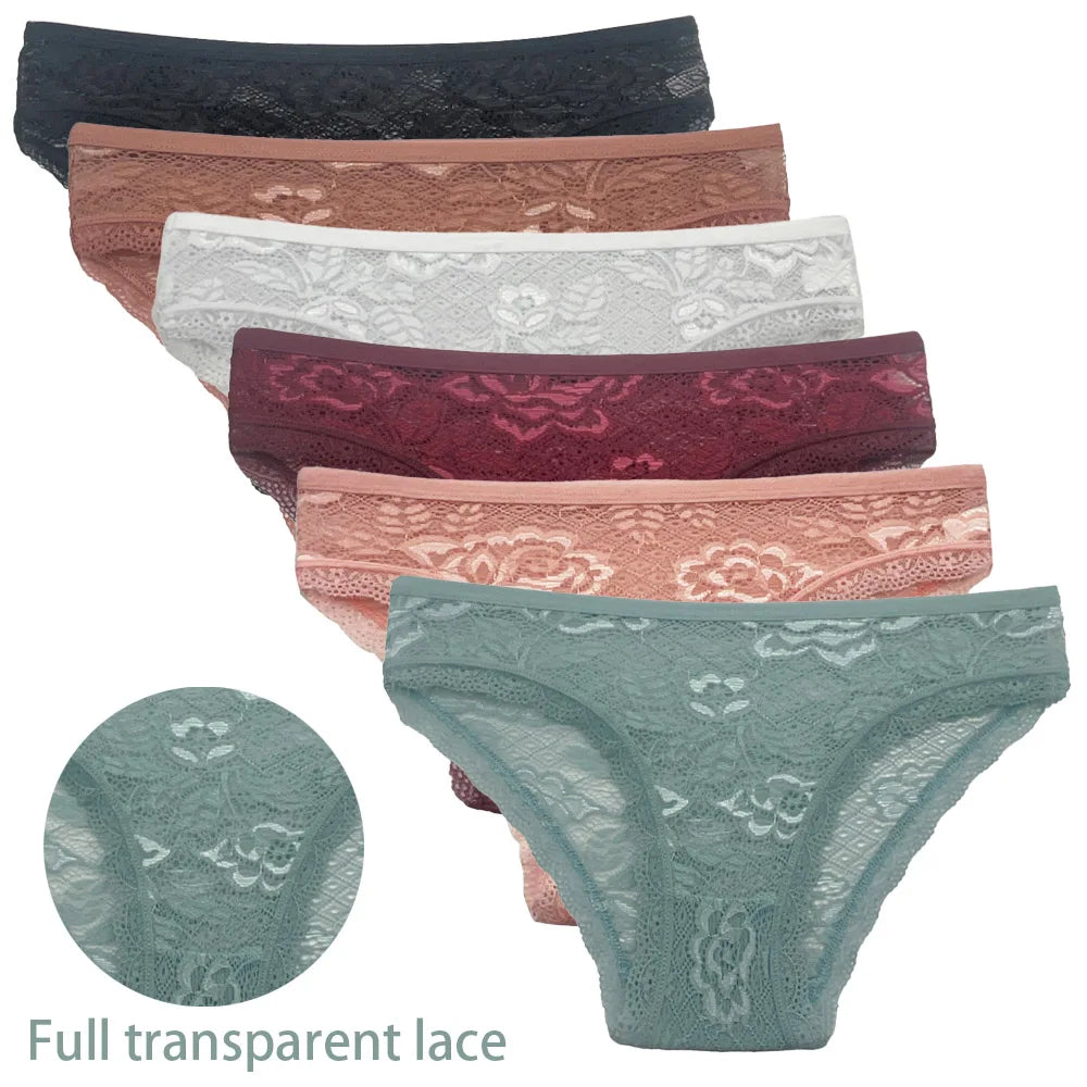 5 pezzi/set slip in rete M-2XL mutandine in pizzo biancheria intima sexy trasparente mutandine a vita bassa ragazze intimo lingerie