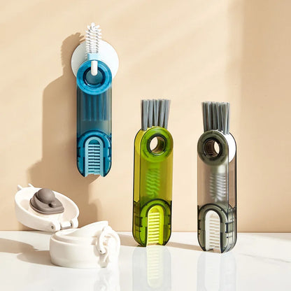 Household 3-in-1 Cleaning Cup Brush Artifact, Bottle Insulated Cup Gap U-shaped Cup Mouth Cup Lid Cleaning Brush