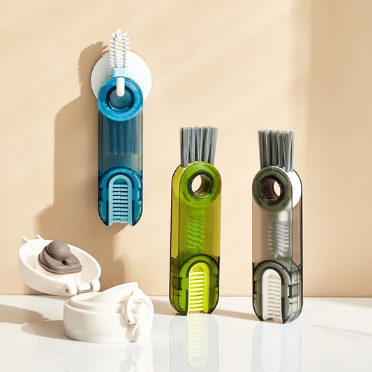 Household 3-in-1 Cleaning Cup Brush Artifact, Bottle Insulated Cup Gap U-shaped Cup Mouth Cup Lid Cleaning Brush