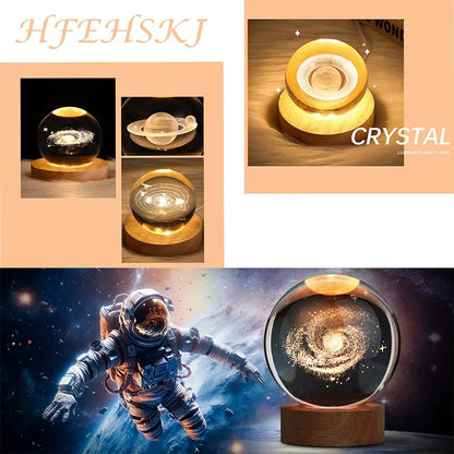 Unique 3D Crystal Ball Lamp with Galaxy and Planetary Projections USB Night Light for Cozy Atmosphere plasma ball