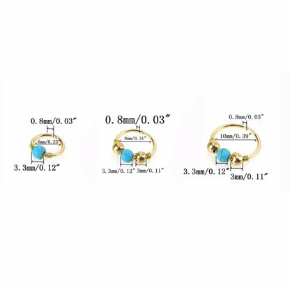 3Pcs/Set Retro Round Beads Nose Ring Earrings Nostril Hoop Body Piercing Jewelry 6mm/8mm/10mm