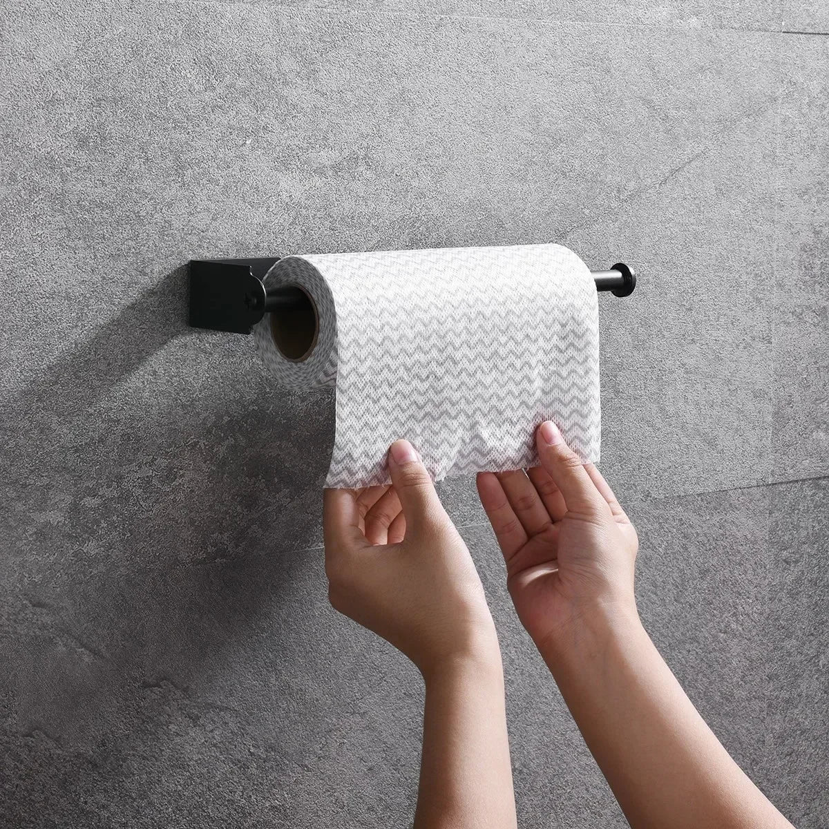 Stainless Steel Paper Towel Holder Self Adhesive Toilet Roll Paper Holder No Punching Kitchen Bathroom Lengthen Storage Rack