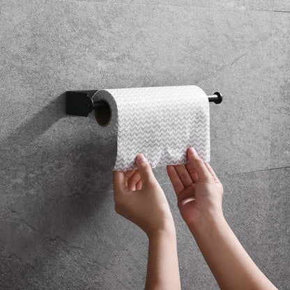 Stainless Steel Paper Towel Holder Self Adhesive Toilet Roll Paper Holder No Punching Kitchen Bathroom Lengthen Storage Rack