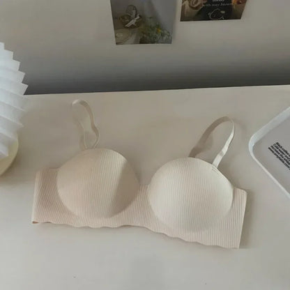 Fashion Seamless Half Cup Cloud Nude Underwear Women  Small Breast Gathering Support Anti-Sagging Soft Wireless Bra