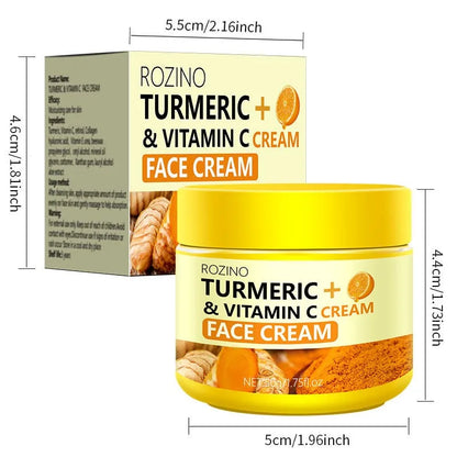 Crema alla curcuma e vitamina C idratante, leviga le rughe, collagene, acido ialuronico, rende la pelle più giovane, crema per la cura della pelle, cosmetici