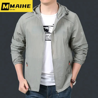 Giacca leggera ad asciugatura rapida da uomo, estiva, da campeggio e pesca, con protezione solare, ultraleggera, con cappuccio, casual, capispalla, cappotti in pelle