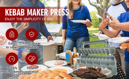 NewSingle Row Kebab Maker Bbq Meat Skewer Machine Kebab Press Maker Reusable Plastic Bbq Skewer Maker Kebab Preparation BBQ Tool