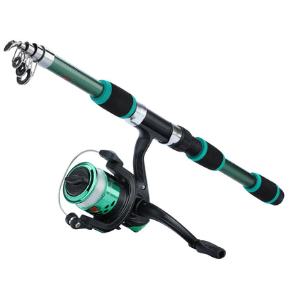 Sougayilang Spinning Fishing Rod and Reel Combo1.8M Telescopic Rod with 5.2:1 3BB Fishign Reel Max Drag 5kg Full Fishing Kit