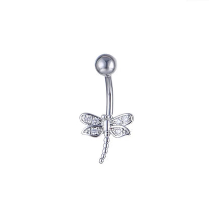 Snake Belly Button Ring Dangle Navel Piercing Ring Heart Belly Ring Zircon Navel Rings Body Piercing Jewelry Umbilical Pircing