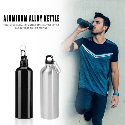 Botella de agua de aluminio, para exteriores, para hacer ejercicio, para deportes, con tapa, fácil de transportar.