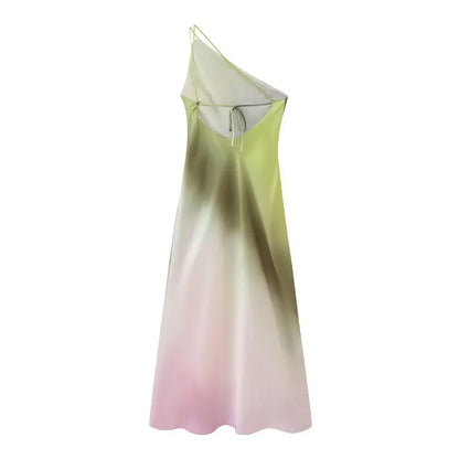 2023 Summer Women's Clothing New Tie-dye Asymmetric Dress Sleeveless Other Style Lightweight Casual Printed Dresses