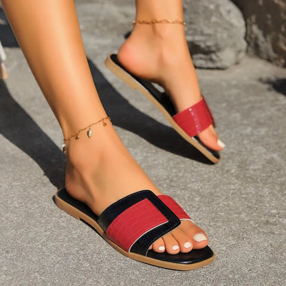 2025 Summer New Fashion Women's Slippers Open Toed Flat Beach Shoes for Women Luxury Outside Non-slip Rubber Slippers