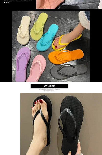 Beach Sandals Summer Flip Flops for Women Slippers Cute Candy Color Indoor Flat Shoes Men Beach Slippers Non-slip Soft Sole