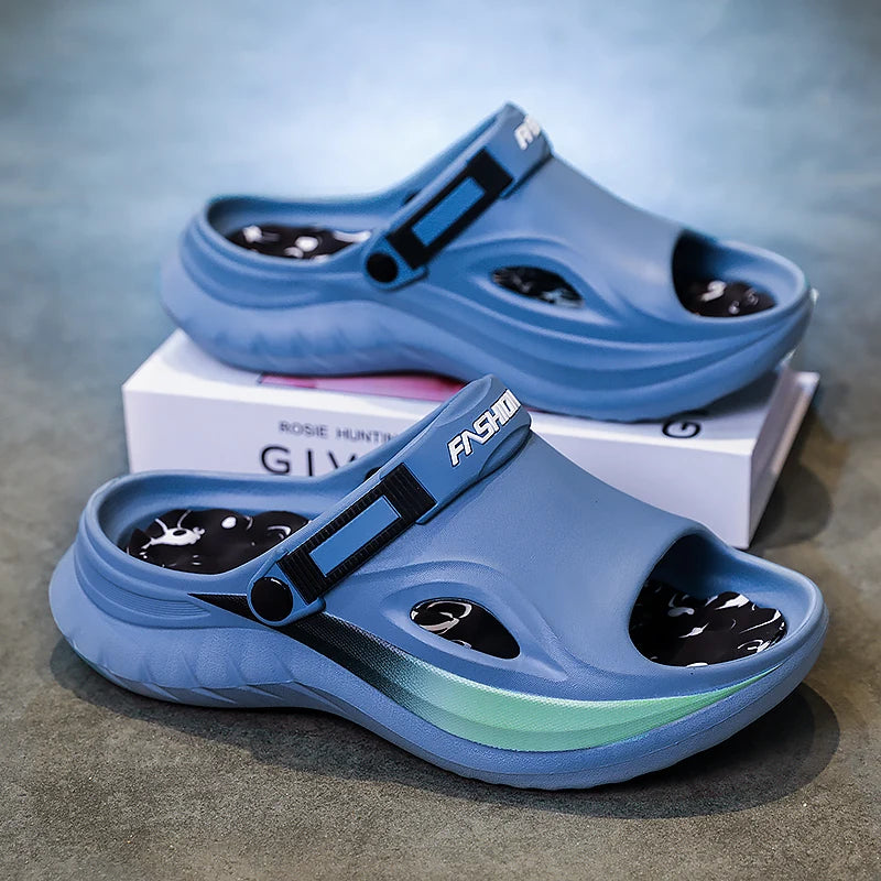 Summer Men's Massage Slippers Indoor Outdoor Sandals Beach Comfortable Soft Slides Clogs Casual Shoes Home Men Outdoor Sandals