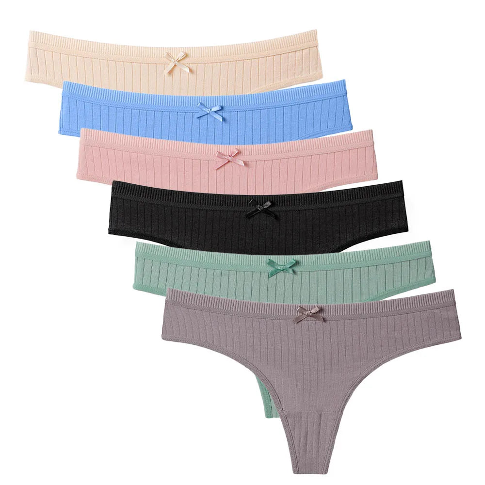 5 PCS/Set Cotton Panties G-String Women Panties Sexy Underwear Female Lingerie Thong For Woman Solid Color Intimate Pantys