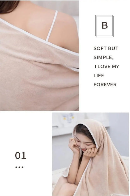 Women's Bathrobe Coral Velvet Bath Skirt Soft Absorbent Thickened with Edging Adult Women Chest Wrapped Wearable Bath Towel