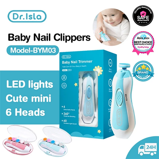 Dr.isla Electric baby Nail clipper LED Light Baby Nail Trimmer Baby Care Set 4-speed speed Adjustment With Low Noise
