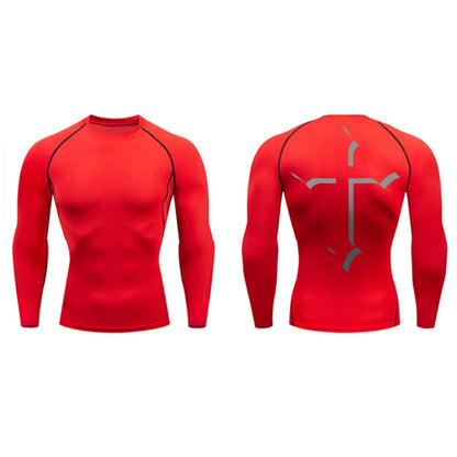 2025Cross Print Compression Shirt for Men Christian Sporty Quick Dry Tshirt Tees Tops Gym Workout Fitness Undershirts Baselayers