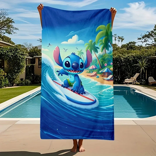 Stitch on Surf: Adorable Beach Towel for Summer Fun! Suitable for towels, bath towels, beach towels, party decorations, gifts