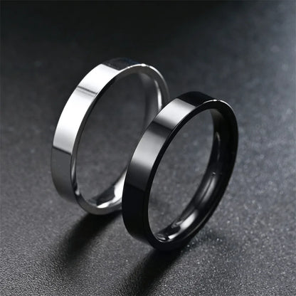 4mm Simplicity Flat Stainless Steel Rings Japanese Korean Fashion Glossy Titanium Steel Finger Rings for Youth Boy Girl Jewelry