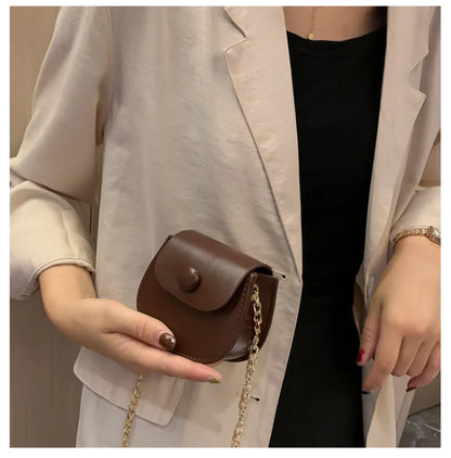 New Mini Shoulder Bag for Women Fashion Solid Color Chain Crossbody Bag Small Earphone Lipstick Storage Bag Handbags
