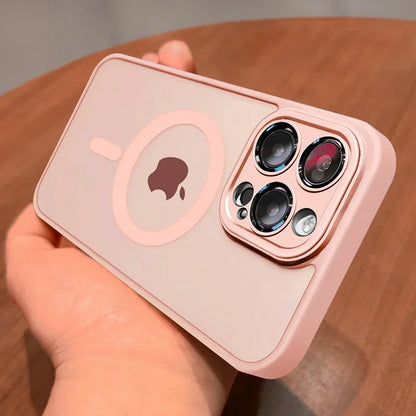 Magnetic Luxury Matte Translucent Armor Shockproof Case For iPhone 16 15 Pro Max For Magsafe Wireless Charge Cover