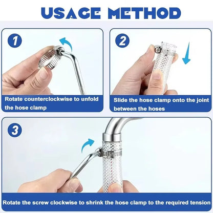 Abrazadera de tubo de combustible para automóvil ajustable, abrazadera de manguera de acero inoxidable con tornillo sin fin, alicates, herramientas para grifos, tuberías de agua y sujetadores.