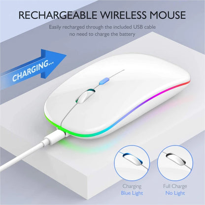LED Wireless Mouse Rechargeable Silent Bluetooth-compatible Mouse Portable Dual Mode Computer Mice for Laptop Desktop MacBook