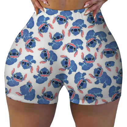 Disney Lilo&Stitch Women's Fitness Shorts, High Waist Yoga, Short Legs, Bicycle, Soft Squat, Comprehensive Training, Jogging Ath